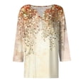 thumbnail image 5 of Womens 3/4 Length Sleeve Tops Casual Henley Summer Shirts Loose Fit Three Quarter Length Sleeve Blouses, 5 of 5