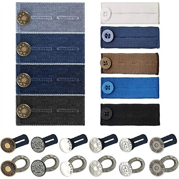 VEGCOO 21 PCS Button Extenders for Jeans Waistband Extenders , Waist Extenders for Pants for Men Women Pregnancy Jeans Skirt Collar Dress