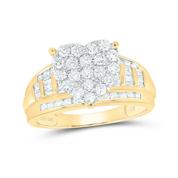 10kt Yellow Gold Womens Round Diamond Cluster Bridal Wedding Engagement Ring 1.00 Cttw Size 5