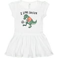 thumbnail image 3 of Inktastic I Love Soccer-Dinosaur in Orange Girls Baby Dress, 3 of 5