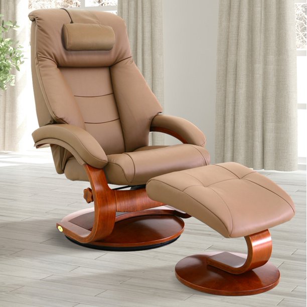 Oslo Collection by Mac Motion Mandal Recliner and Ottoman with Cervical