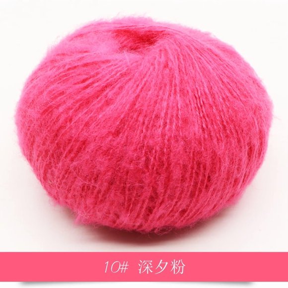 Xiao Hua 2 rolls of rose red soft mohair yarn -25g lightweight knitted yarn, elegant shawl yarn, and luxury yarn, suitable for handmade scarves and exquisite crafts