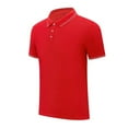 thumbnail image 2 of Mens Casual Polo Shirts Classic Short Sleeve Golf Shirt Fashion Button Cotton Top with Pocket Red L, 2 of 4