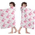 thumbnail image 4 of Pink Breast Cancer Hooded Bath Towel，60"x35" for Ages 3 To 12 Kids, Quick Dry Lightweight Soft Microfiber Hood Beach Towel Cover Up for Kids, 4 of 7