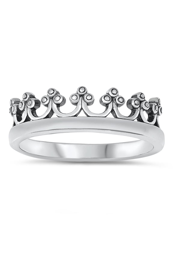 Cute Repeating Crown Pattern High Polish Sterling Silver Band 925 Jewelry Female Male Unisex Size 8