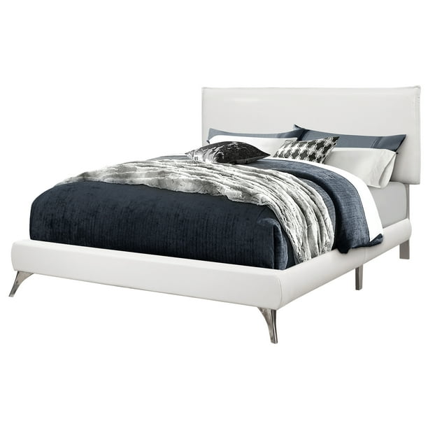 Harmonisch Kaarsen Bevoorrecht BED - QUEEN SIZE / WHITE LEATHER-LOOK WITH CHROME LEGS - Walmart.com