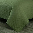 thumbnail image 6 of Chezmoi Collection Roswell Geometric Striped Solid Cotton Lightweight Quilt for All Seasons, 3-Piece Quilt Set, Queen, Loden Green, 6 of 9