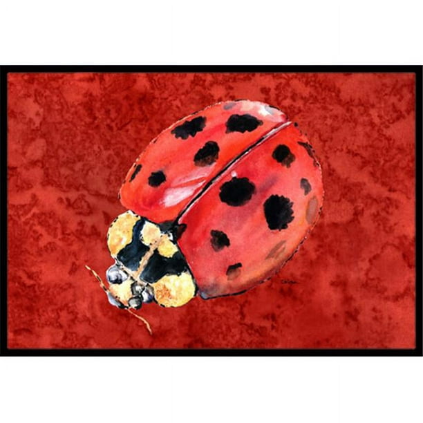 Carolines Treasures 8870MAT Lady Bug sur un Paillasson Rouge Profond Intérieur Ou Extérieur - 18 x 27 Po.