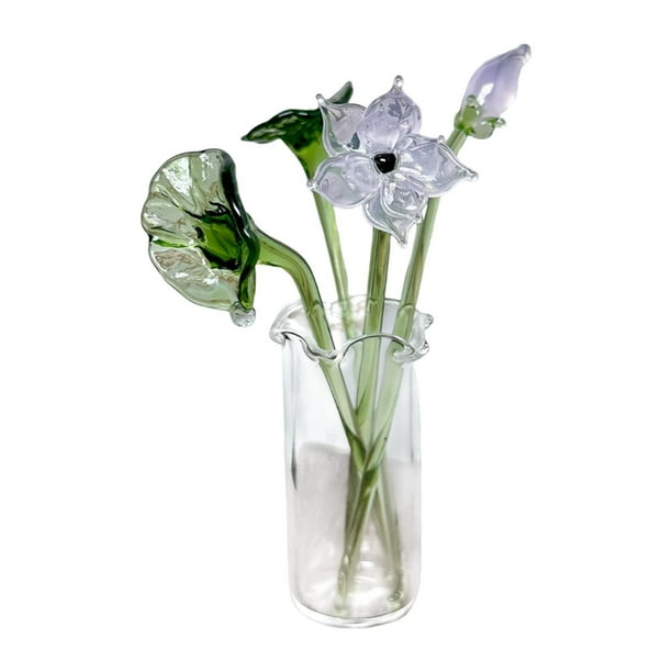Ramo de flores de cristal con jarrón Figuras coleccionables Regalos decorativos Ramo Loto