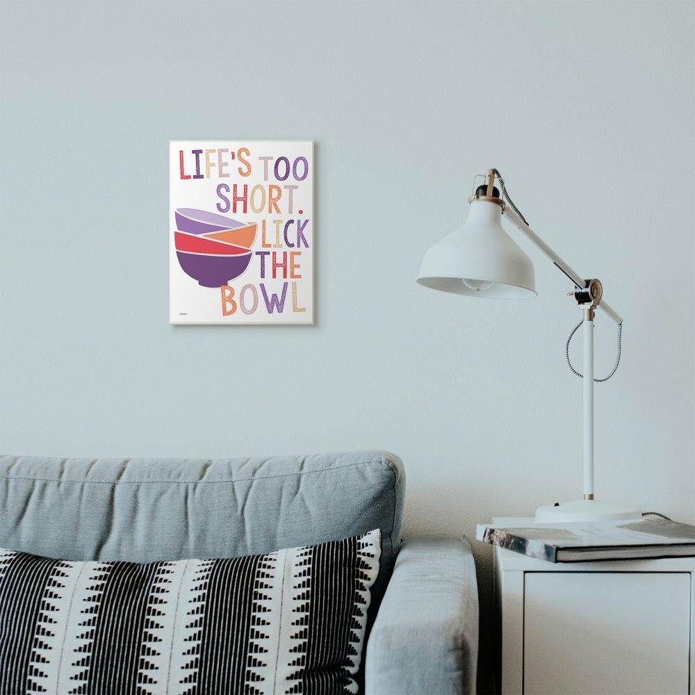 Stupell Industries Lick The Bowl Funny Word Colorful Kitchen Dining Room Word Design Wall Plaque Art by Gigi Louise