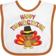 thumbnail image 3 of Inktastic Happy Thanksgiving Cute Turkey in Pilgrim Hat Boys or Girls Baby Bib, 3 of 4