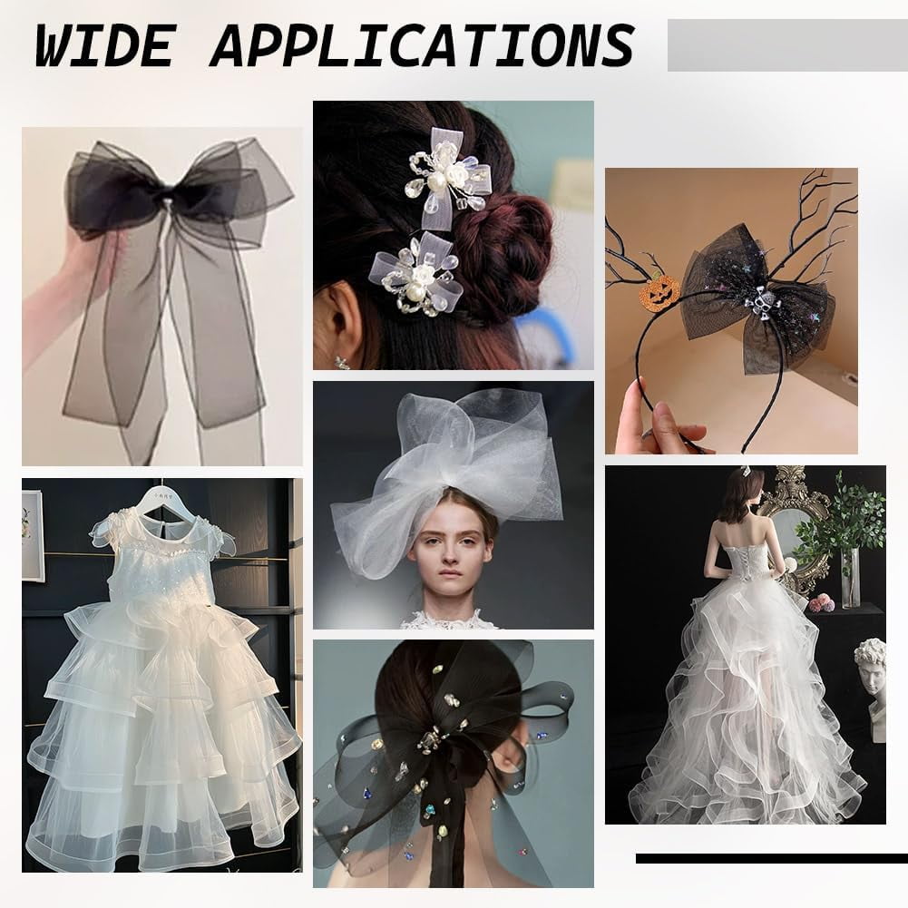 100 Yards Stiff Horsehair Braid 2 Inch Wide for Polyester Boning Sewing Dance Gowns Formal Dress Shaping Trimming Hair Ribbon Accessories Black Black