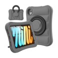 thumbnail image 1 of wonim11 Kids Case for iPad mini 7 (A17 Pro) 2024 / Mini 6th Gen 2021 8.3 inch – Lightweight Flexible Shockproof Rotating Stand Handle Rugged Cover for iPad mini 7th 6 Generation Girls Boys, Grey Black, 1 of 1