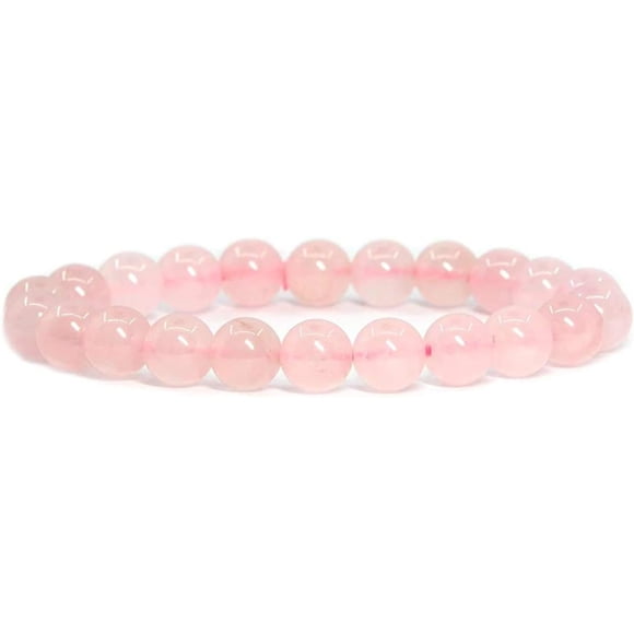 Natural Rose Quartz Gemstone 8mm Round Beads Stretch Bracelet 7 Inch Unisex