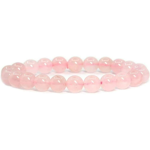 Bracelet Extensible Unisexe en Quartz Rose Naturel avec Perles Rondes de 8 mm, Pierre Précieuse, 7 Pouces