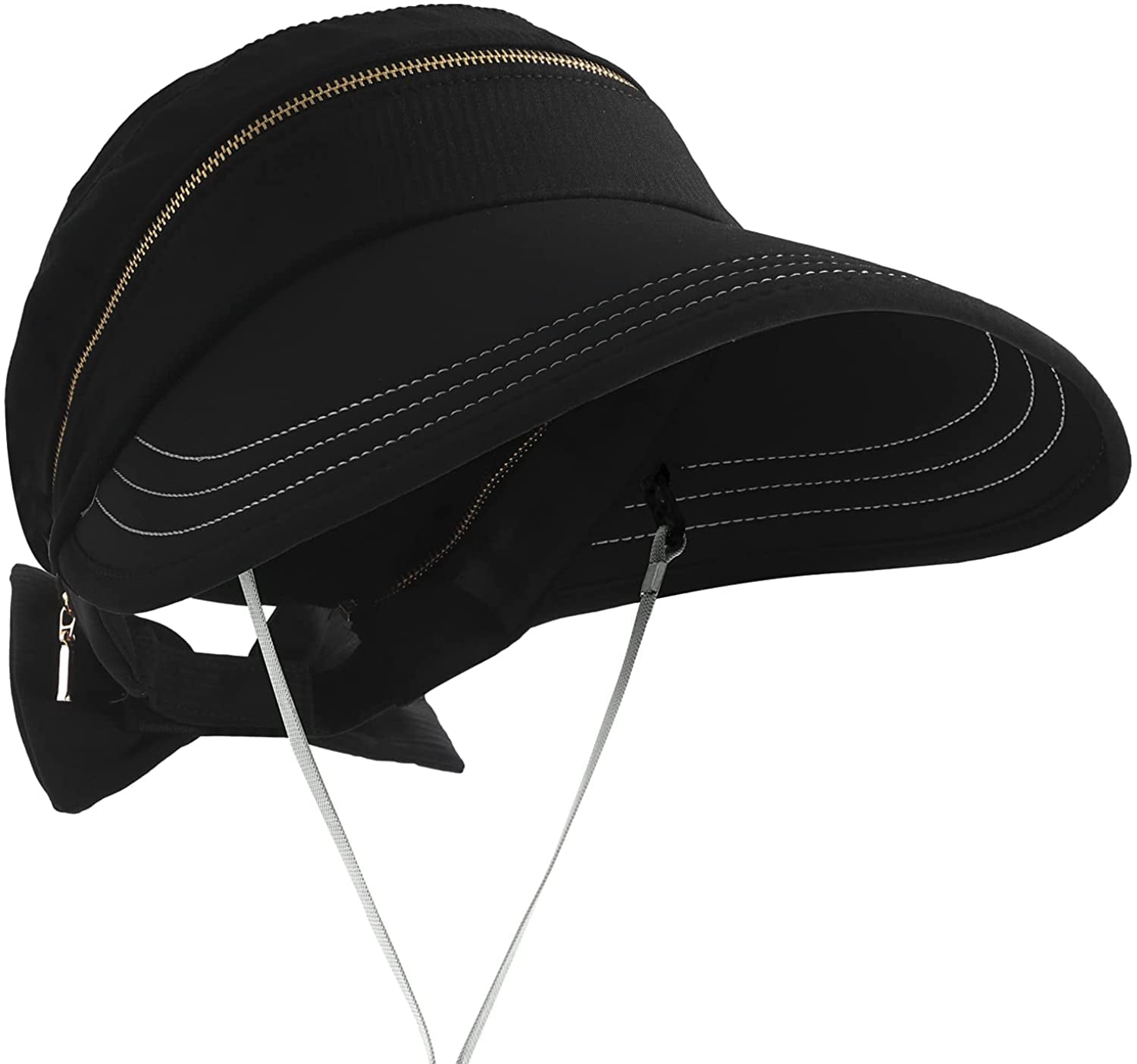 MEINICY Womens Sun Visor Hat Wide Brim, 2 in 1 ZipOff Sun UV Protection Foldable Adjustable