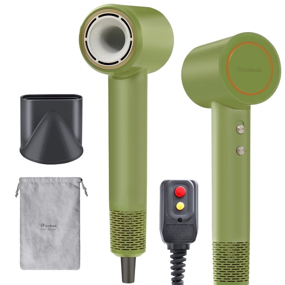 Rizzdeek Ionic High Speed Hair Dryer, 110000 RPM Brushless Motor, 500M Negative Ions, Low Noise Lightweight Blow Dryer with Thermo-Control & Magnetic Nozzle