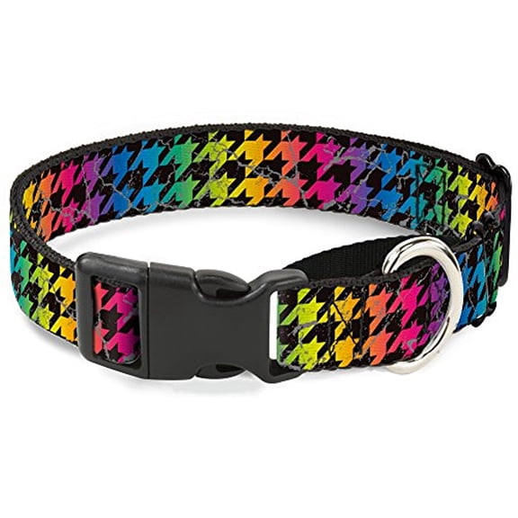 buckle-down houndstooth black rainbow martingale dog collar