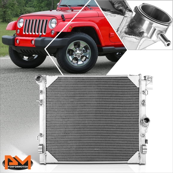 PM PERFORMOTOR 3-Row Full Aluminum Core Cooling Radiator for 07-18 Jeep Wrangler JK 3.6L 3.8L
