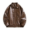 thumbnail image 1 of Men's Faux Leather Motorcycle Jacket - Casual Riding Coat with Multiple Pockets, Windproof Full Sleeve Design for Fall Winter, Classic Biker Style Outerwear, 1 of 6