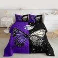 thumbnail image 2 of Homewish Abstract Butterfly 3 Pieces Queen Comforter Set For Female Men Teens,Black Purple Ultra Soft Bedding Sets,Exotic Style Bedding Comforter Set,Luxury Bedroom Decor,Reversible, 2 of 8