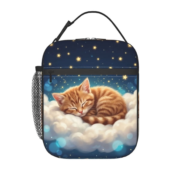 Cat Lunch Box Insulated Thermal Lunch Bag Leakproof Cartoon Cute Cat Reusable Meal Prep Tote With Buckle Handle For Office Travel Picnic