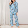 thumbnail image 2 of KLL Cartoon Rocket With Space Print Women's Long Sleeve Pajamas with Pants Sleepwear Loungewear 2 Set-XX-Large, 2 of 7