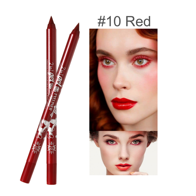 Delineador de ojos a prueba de agua, bolígrafo de Gel, maquillaje pigmentado cosmético, lápiz, negro, blanco, productos de maquillaje para mujeres, venta al por mayor( Red
