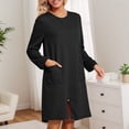 thumbnail image 5 of XIAONU Womens Nightshirt Long Sleeve Zip-Front Nightgown With Pockets Soft Practical Casual Sleepwear, 5 of 7