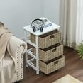 thumbnail image 4 of End Tables with 3 Drawers, Sesslife Tall Nightstand for Bedroom Hallway, Bedside Table with Wood Frame/Wood Top/Easy Pull Basket Bins, Accent Side Table 16.1(L)x 12.6(W)x 23.6(H)inches, Brown, X3124, 4 of 7