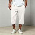 thumbnail image 5 of Klisyaur Mens Capri Pants Drawstring Straight Legs Elastic Waist Loose Shorts Casual Fashion Solid Color Pant with Pockets, 5 of 9