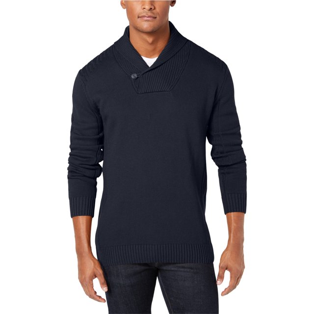 Sean John suéter de cuello chal para hombre, azul, pequeño