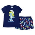 thumbnail image 4 of The Smurfs Smurfette Character Girls' 2 Piece Pajama Loungewear Set with Short Sleeve Sleep Shirt and Shorts Sleepwear, 4 of 7