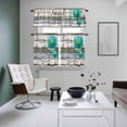 thumbnail image 4 of Teal Floral Kitchen Curtains Sets for Windows 36 Inch Length, Farmhouse Green White Blue Wooden Rod Pocket Window Treatments Tier Curtains and Valances Set for Bedroom/Bathroom, 4 of 8