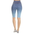 thumbnail image 3 of Women's Dip Dye Ombre Activewear Biker Shorts w/High Waist Band, Denim, S, 3 of 3
