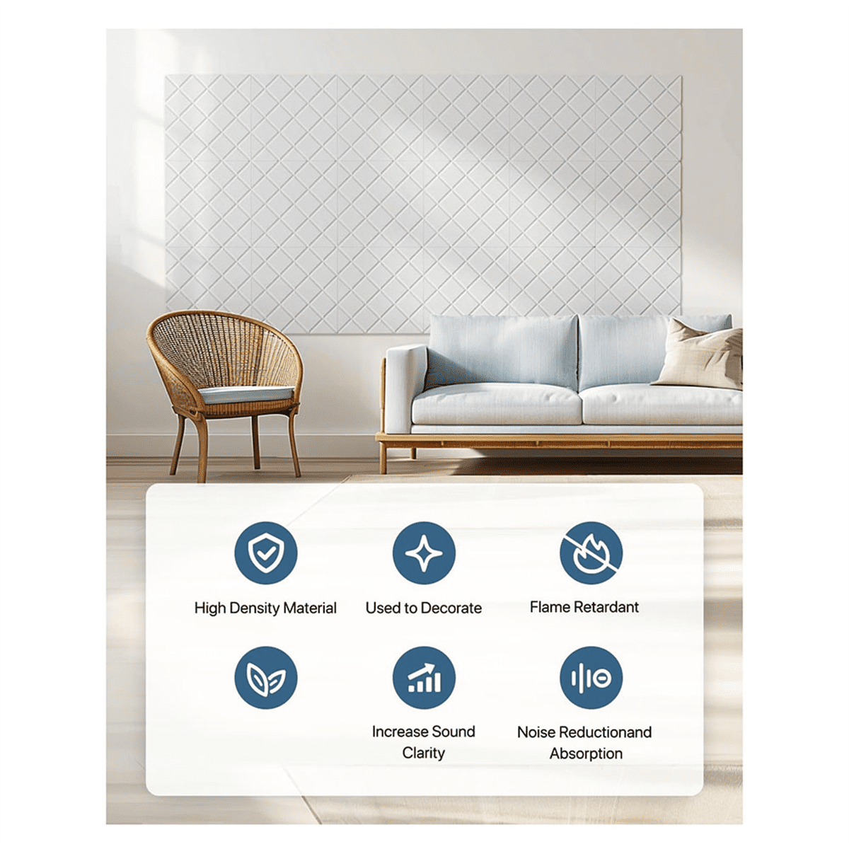 12Pack Acoustic Panels with Self-Adhesive, 12x12x0.4In Sound Proof Foam Panels, Sound Absorbing Tile for Walls White