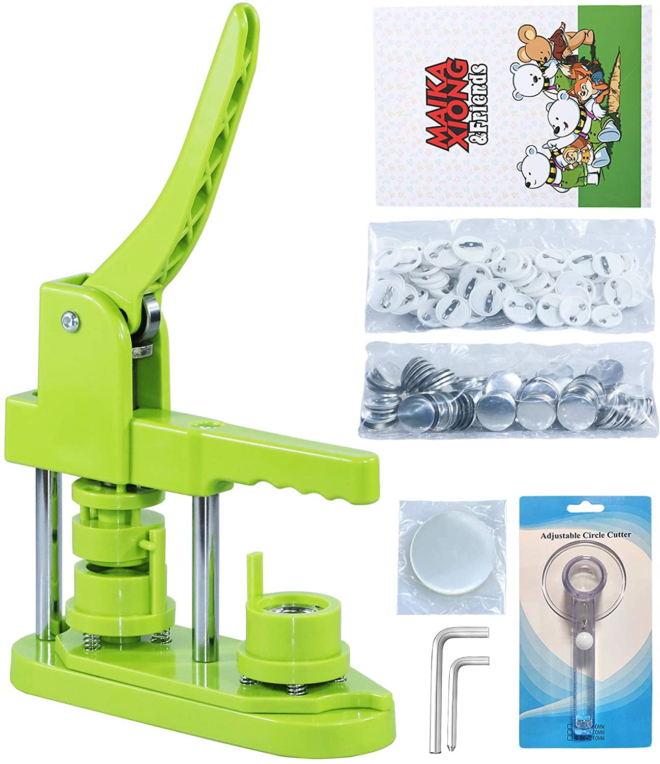 Button Maker Machine, 75mm(3 inch) DIY Pin Button Maker Press Machine Kit, Badge Button Press Machine Pin Maker Machine with Free 100pcs Button Parts&Pictures&Circle Cutter&Magic Book