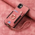 thumbnail image 2 of ShellTech Case for iPhone 12 mini,Magnetic Leather Card Holder Wallet RFID-Blocking Case Shockproof TPU Ring Holder Kicsktand Cover with Wrist Strap,Pink, 2 of 8