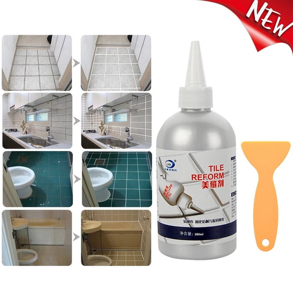 FENGGHAO Waterproof Tile Grout Repair Kit, Moldproof Bright White Refill Agent Sealer with Scraper for Bathroom Floor Tiles, 280ml Ready Use