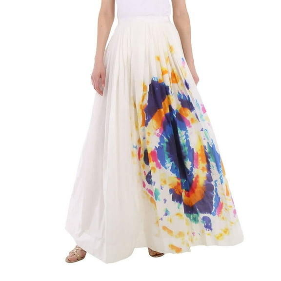 Burberry Tie-dye Print Maxi Skirt In Multi-bright Blue, Brand Size 10 (US Size 8)