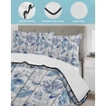 thumbnail image 3 of Twin Quilt Bedding Set, Coastal Nautical Reversible Summer Quilt 3 Pieces, Summer Ocean Corals Wooden Grain Blue Lightweight Bedspreads Coverlets with 2 Pillow Shams for All Seasons, 3 of 5