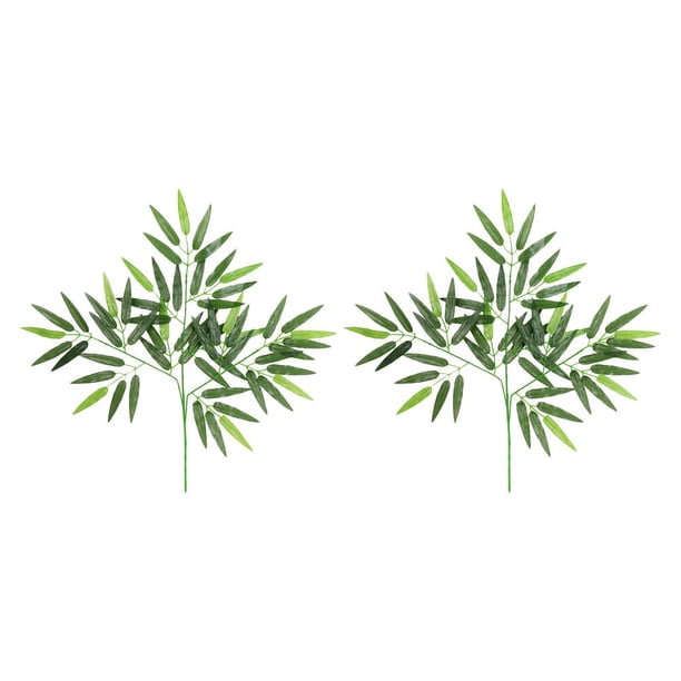 2 unids Simulción Hojas de bambú Accesorio de plantas decorativas Adorno de bambú (verde)