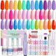 thumbnail image 2 of Kit de 20 colores de polvos para uñas de SAVILAND, polvos para uñas de inmersión de verano con líquido para polvos de inmersión, activador de capa superior y base, 2 of 4