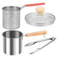 thumbnail image 1 of HLONK Deep Fryer Pot with Strainer Basket Stainless Steel Deep Frying Pot with Handle Lid Portable Oil Mini Fryer Reusable Deep Frying Oil Container Good Heat Conductivity for Frying Fish, 1 of 10
