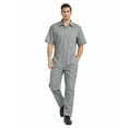 thumbnail image 1 of TOPTIE Men\'s Short-Sleeve Coverall Work Jumpsuit Lightweight with Zipper Front Elastic Waist, Gray Coverall, 1 of 7