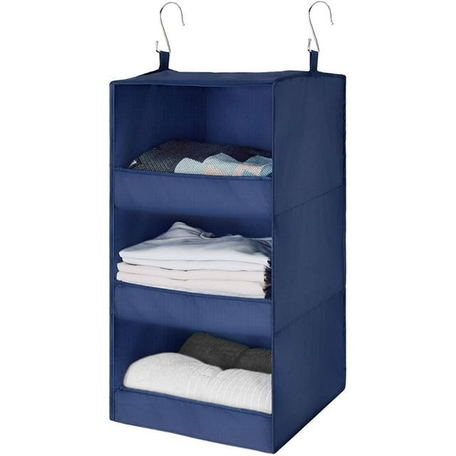 Laklulu GRANNY SAYS Organizador de armario colgante de 3 estantes, estantes plegables para colgar, organizador colgante para armario y RV, gris, 28.9" HX 12.2" WX 12.2" D, 1 paquete