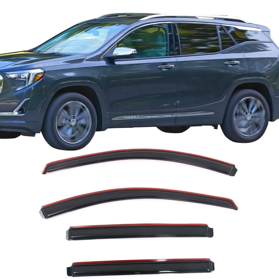 Ikon Motorsports In-Channel Window Visors Fits 2018-2024 GMC Terrain, Slim Style Side Door Rain Vent Guard Deflectors, Acrylic Smoke 4PCS