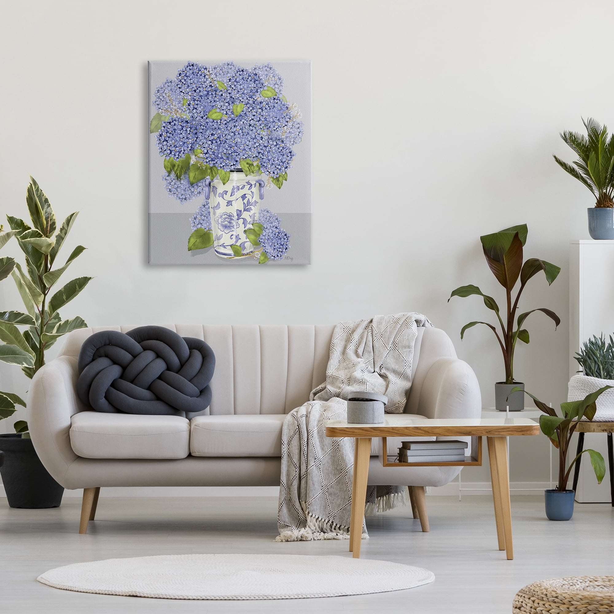 Stupell Industries Blushing Blue Hydrangeas Traditional Farmhouse Vase Still-Life, 30 x 40, Designed by Maureen Grigs