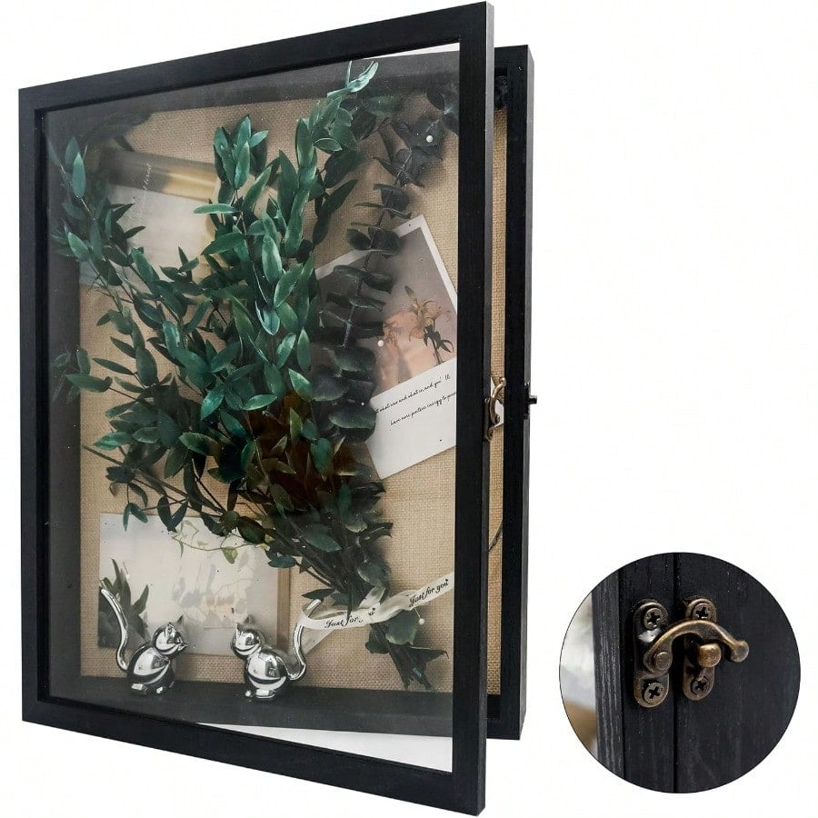 Graduation Shadow Box Frame 13x16, Large Graduation Frames with Glass Window, Metal Lock, Memory Box for Graduation Keepsake, Cap and Gown Black