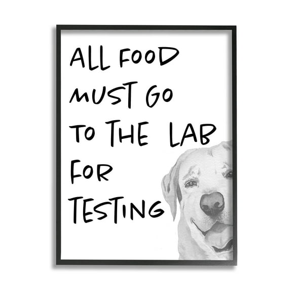 Food To Lab For Testing Funny Dog Animals & Insects Graphic Art Black Framed Art Print Wall Art